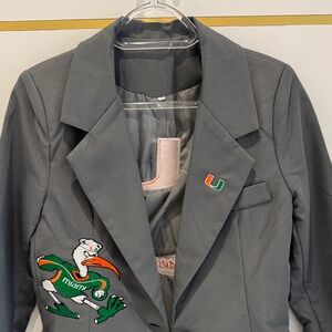 CUSTOM University of Miami Gray Blazer with Embroidery